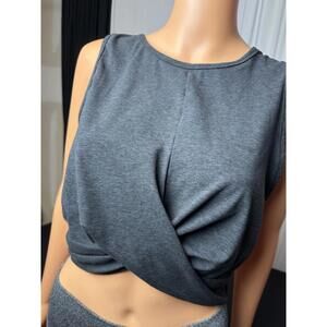 Yogalicious Locks Crisscross Cropped Top Gym Yoga Size Large Grey